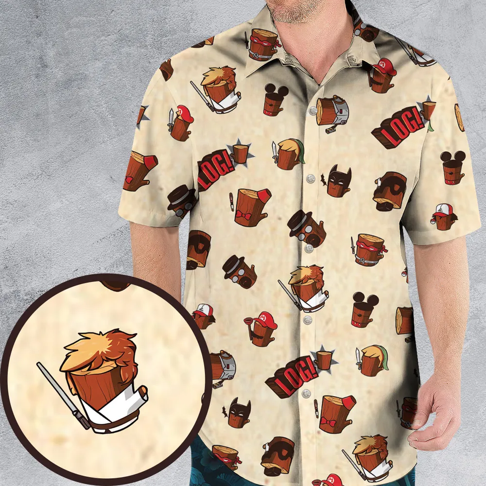 Pop Culture Characters Logs  Ren & Stimpy Hawaiian Shirt - 1
