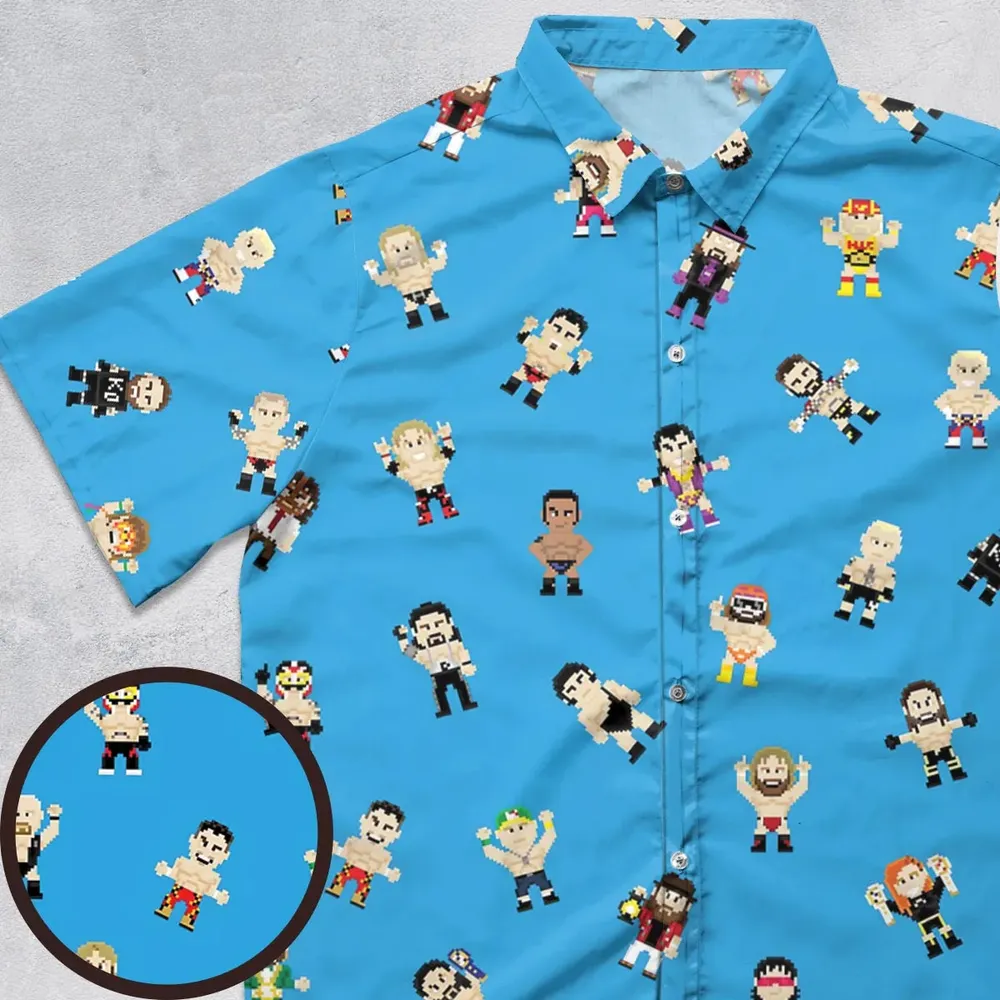 8-Bit Wrestlers Button Down Shirt - 1