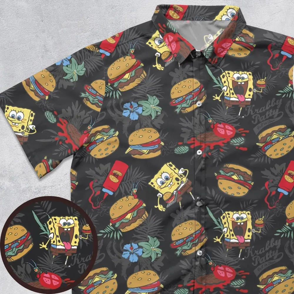Krabby Patty Time SpongeBob SquarePants Button Down Shirt - 1
