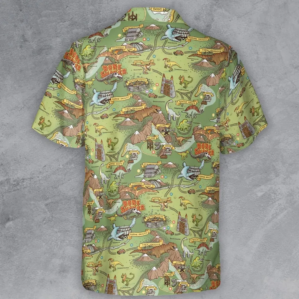 Isla Nublar Jurrasic Park Map Button Down Shirt - 3
