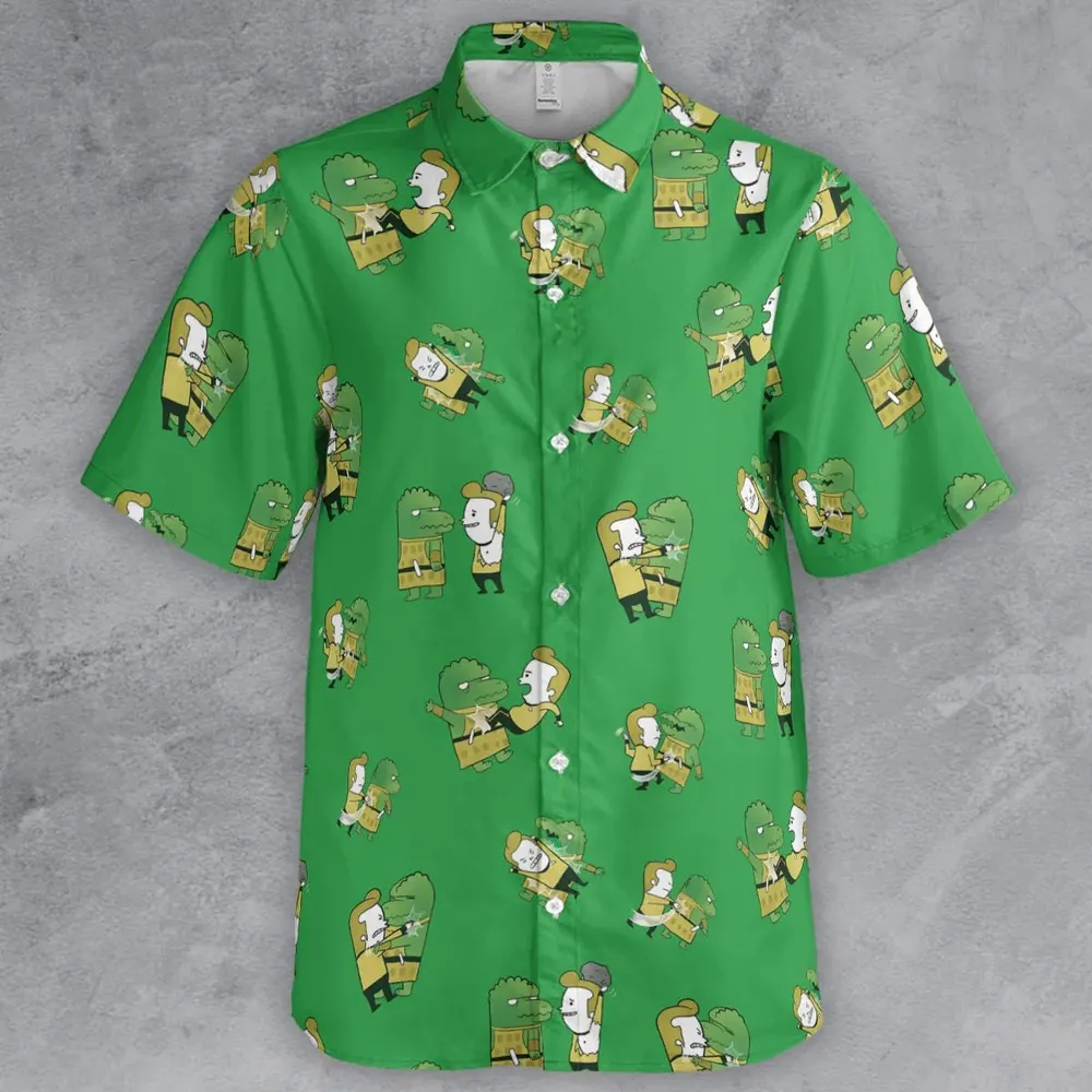 Kirk-Fu With Gorn Star Trek Button Down Shirt - 2