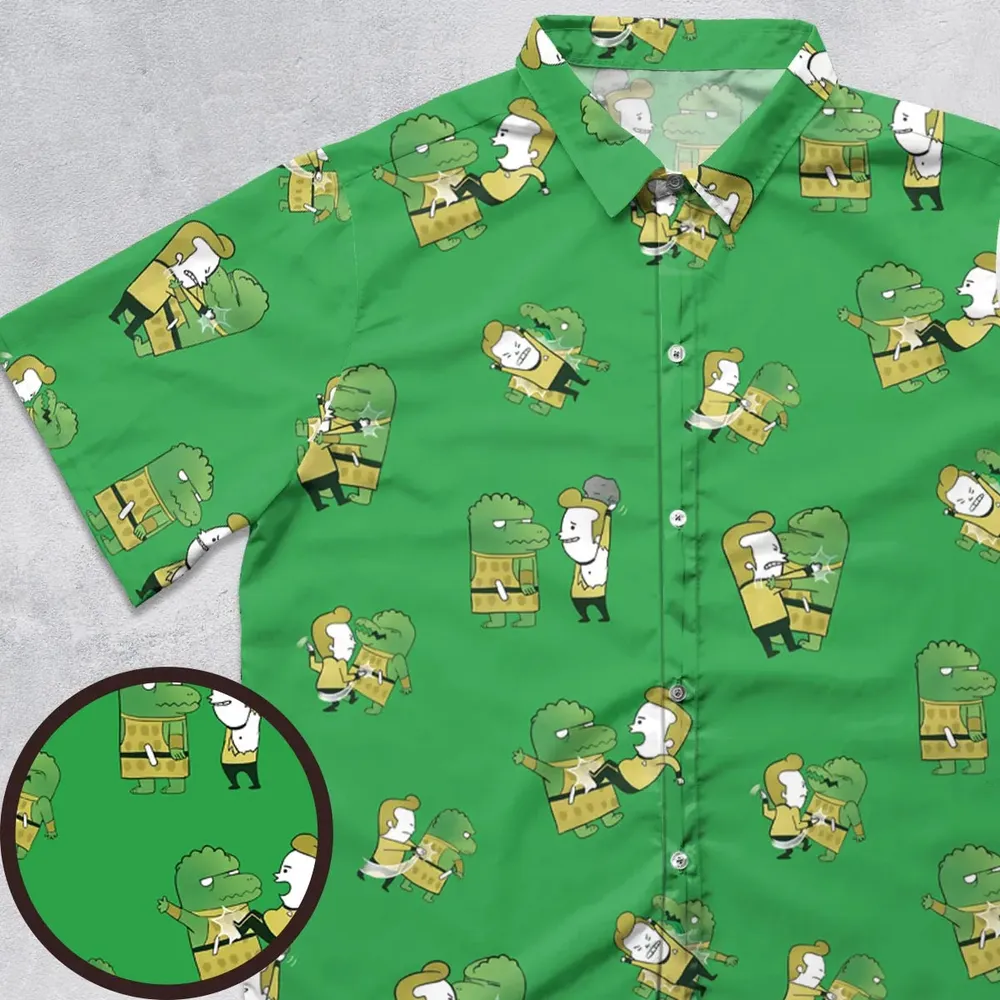 Kirk-Fu With Gorn Star Trek Button Down Shirt - 1