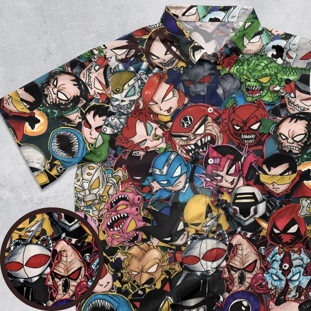 DC Villains Chibi Button Down Shirt - 1