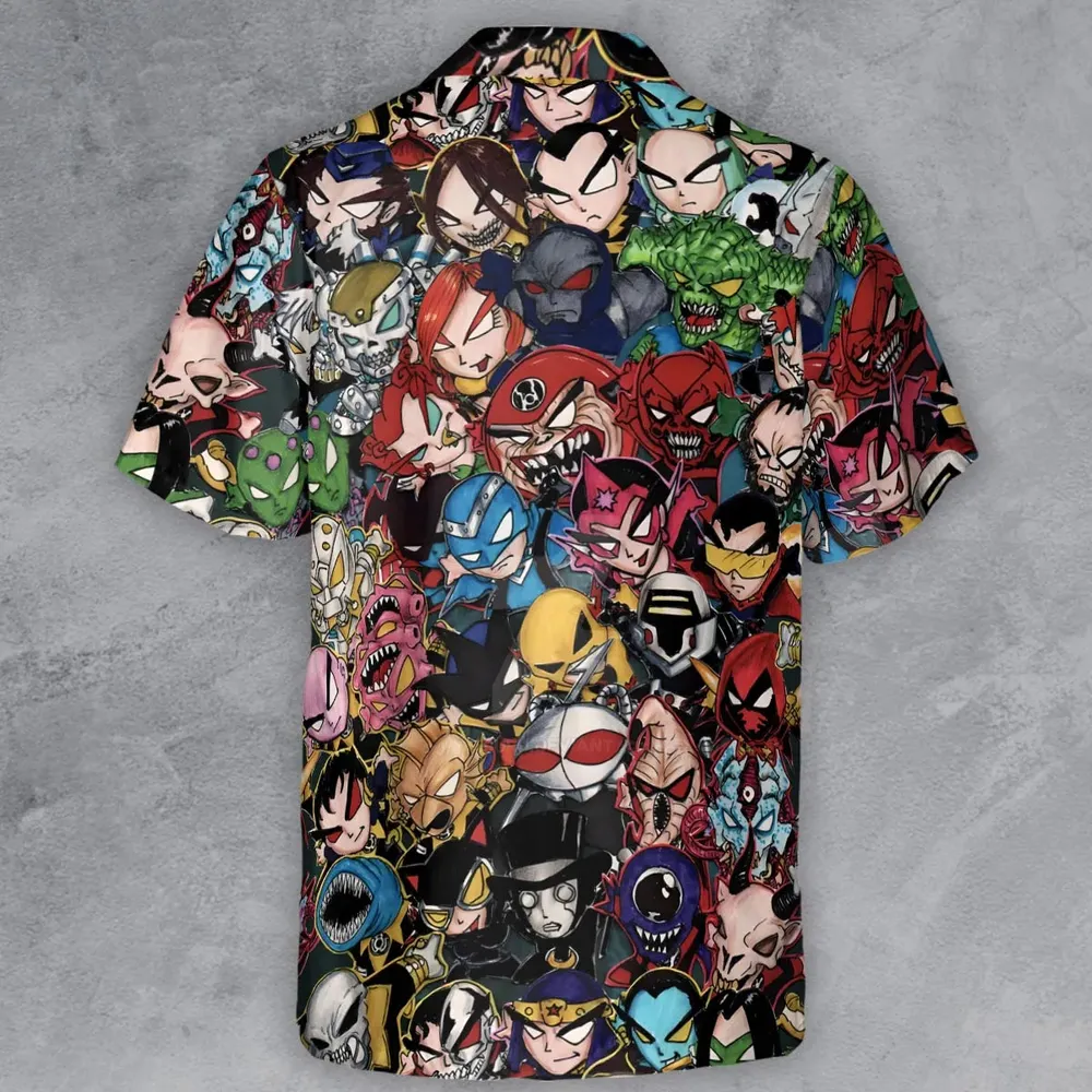 DC Villains Chibi Button Down Shirt - 3