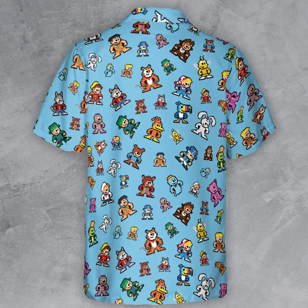 8-bit Breakfast Cereal Icons Button Down Shirt - 3