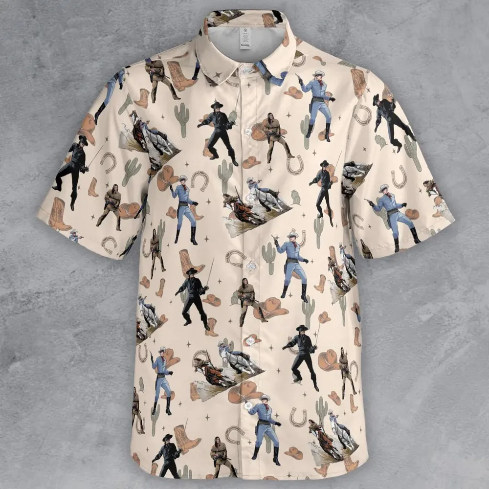 Old Western The Lone Ranger Zorro Tarzan Button Down Shirt - 2