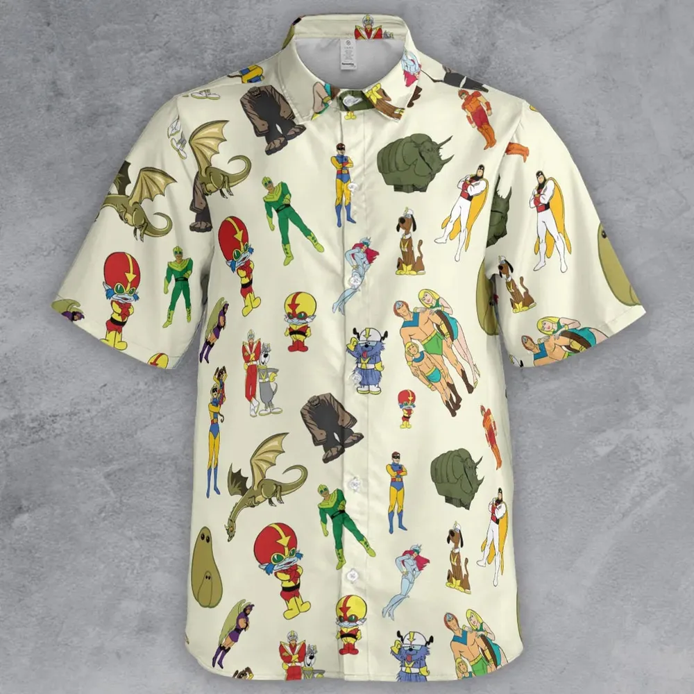 Herculoids and The Rest Of Hanna Barbera Space Stars Button Down Shirt - 2