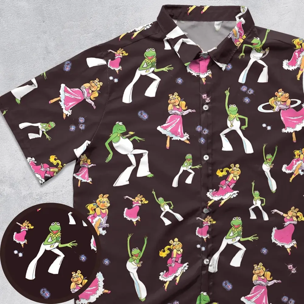 Disco Couple Kermit And Piggy The Muppet Show Button Down Shirt - 1