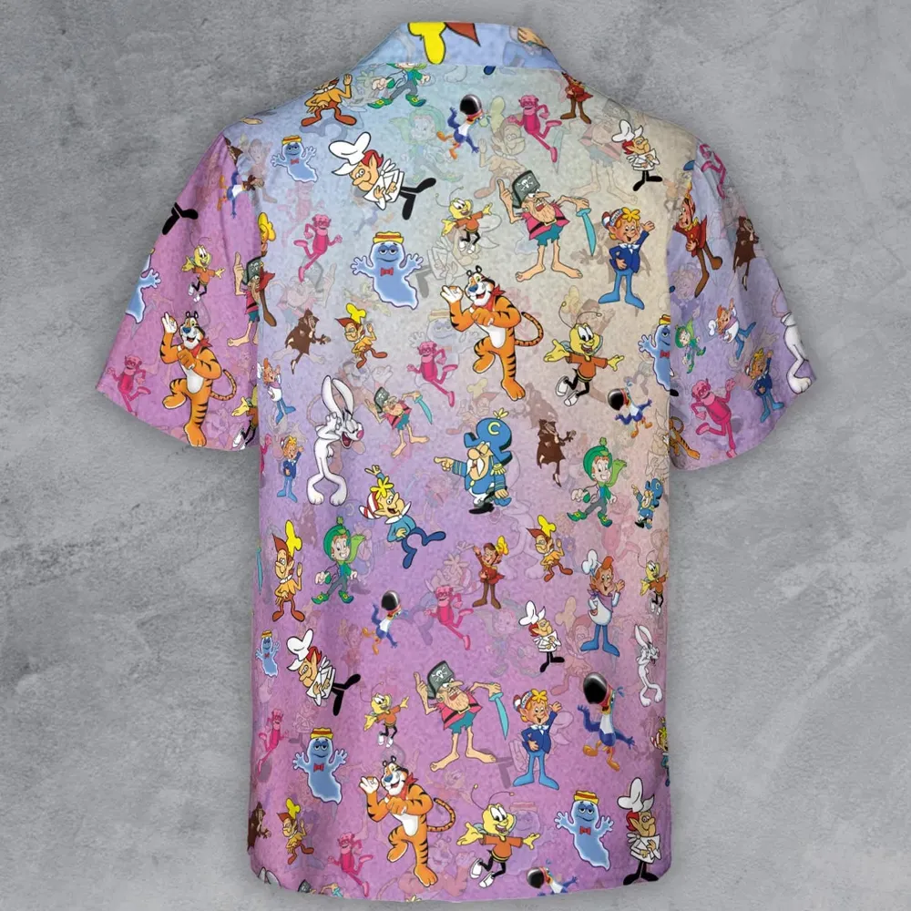 80s 90s Commercial Cereal Mascots Button Down Shirt - 3