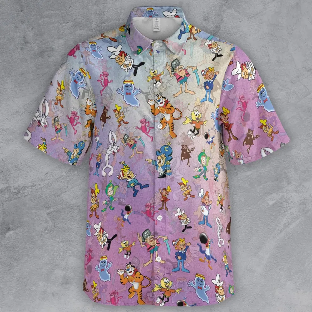 80s 90s Commercial Cereal Mascots Button Down Shirt - 2