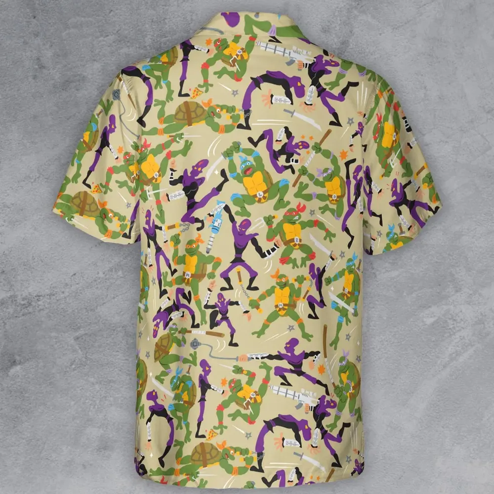 Green and Purple Battle TMNT Button Down Shirt - 3
