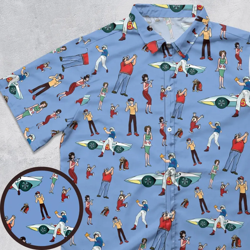 Speed Racer Characters Pattern Button Down Shirt - 1