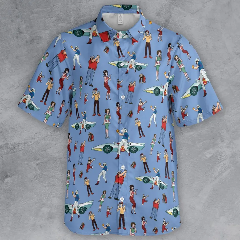 Speed Racer Characters Pattern Button Down Shirt - 2
