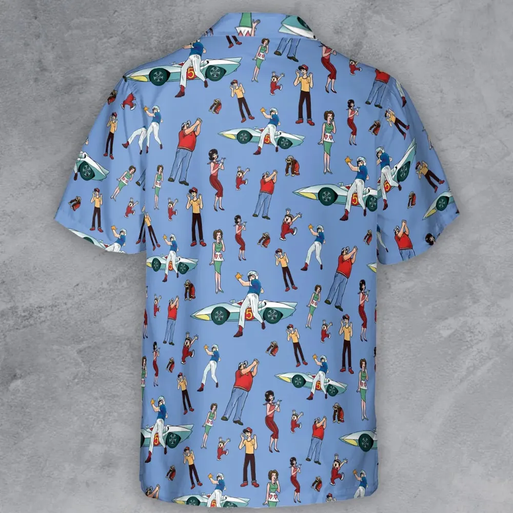 Speed Racer Characters Pattern Button Down Shirt - 3