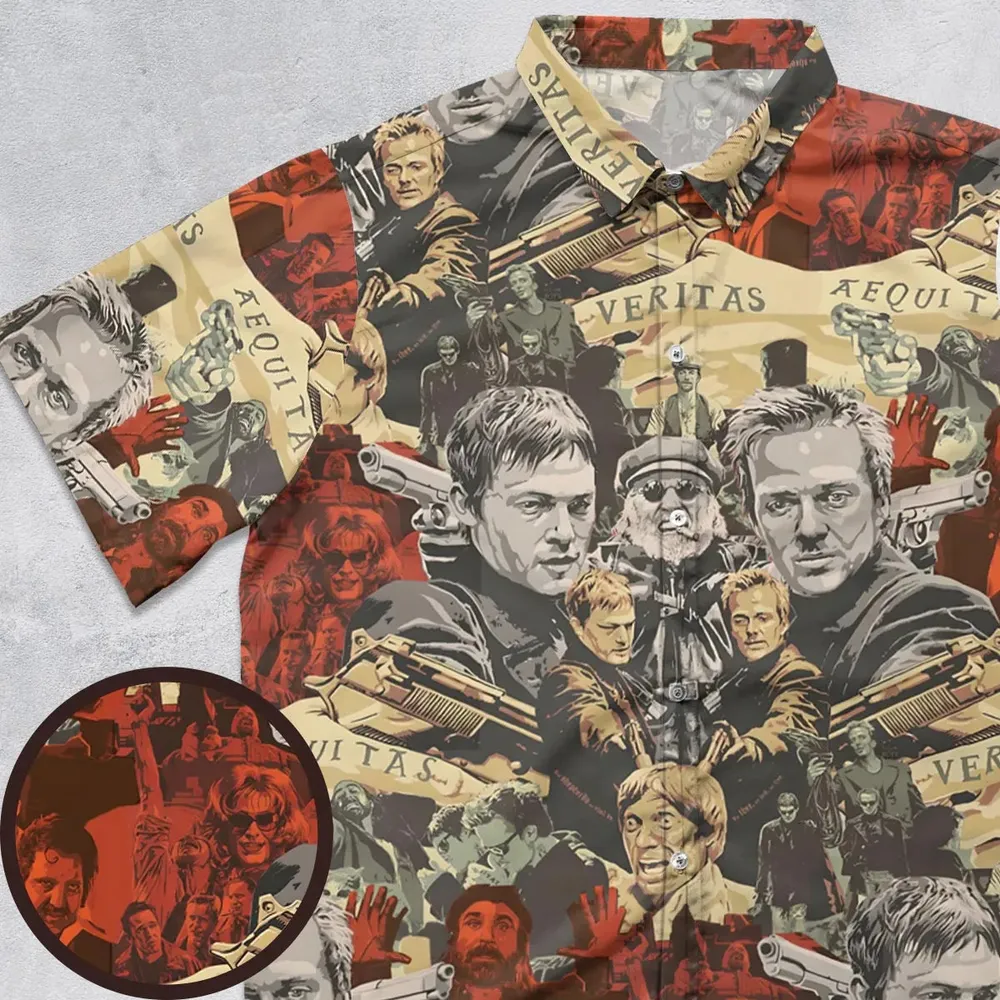 Retro 90s Action Film The Boondock Saints Button Down Shirt - 1