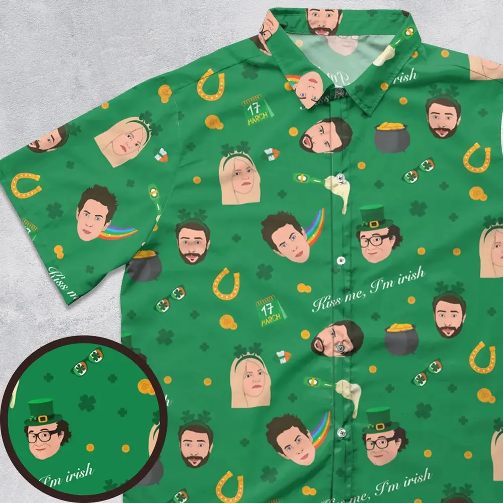 Kiss Me I'm Irish It's Always Sunny in Philadelphia Button Down Shirt - 1