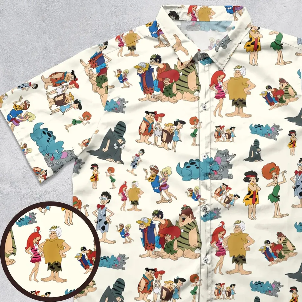 The Pebbles and Bamm Bamm Show Characters Button Down Shirt - 1