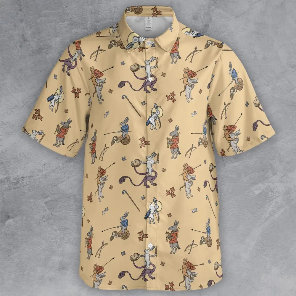 The Medieval Marginalia Killer Rabbit Monty Python Button Down Shirt - 2