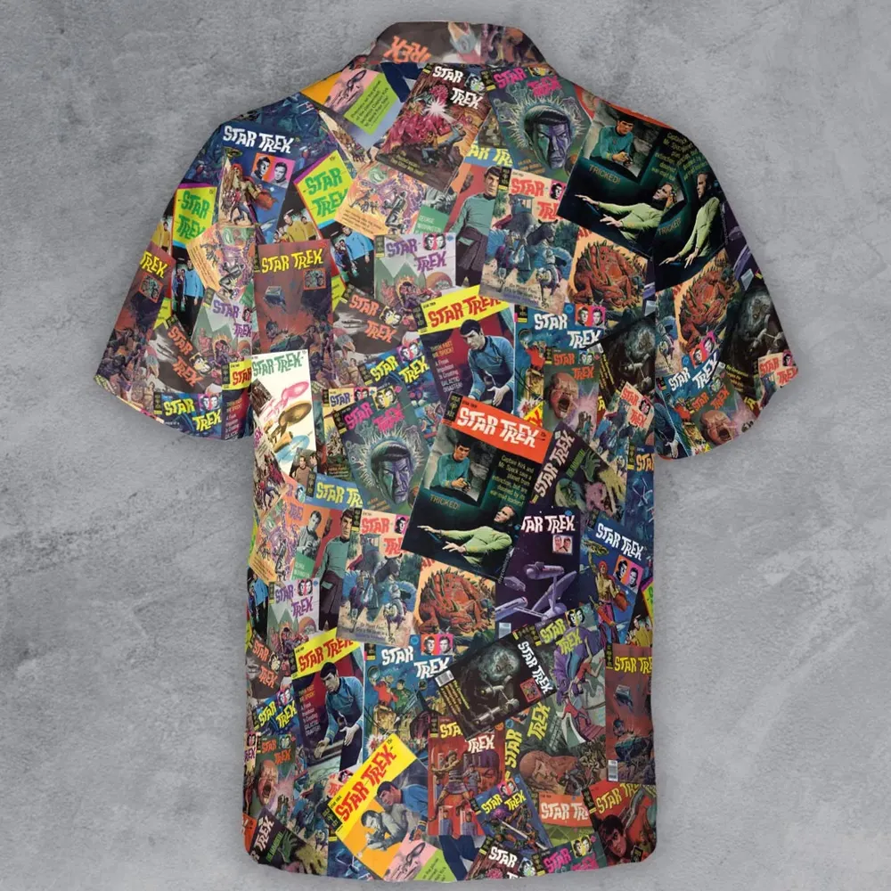 Vintage 1970s Star Trek Comic Books Collage Button Down Shirt - 3