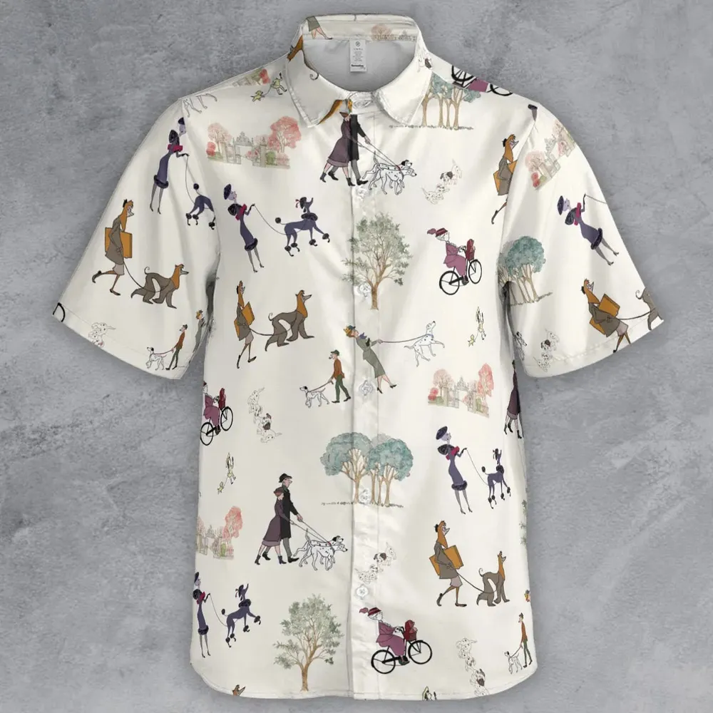 Dog Walking Look Alikes 101 Dalmations Button Down Shirt - 2