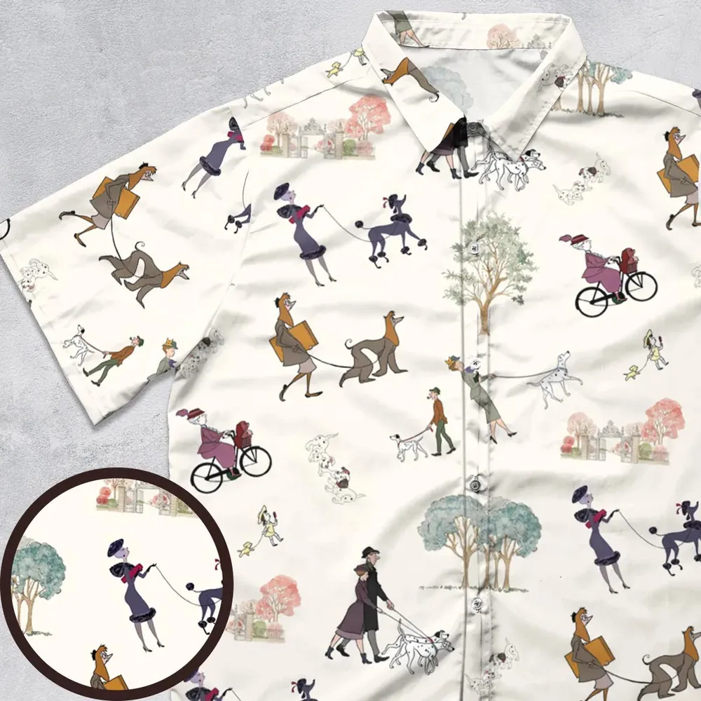 Dog Walking Look Alikes 101 Dalmations Button Down Shirt - 1