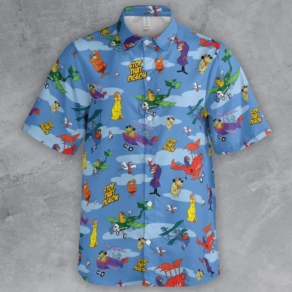 Stop That Pigeon Dastardly and Muttley in Their Flying Machines Button Down Shirt - 2