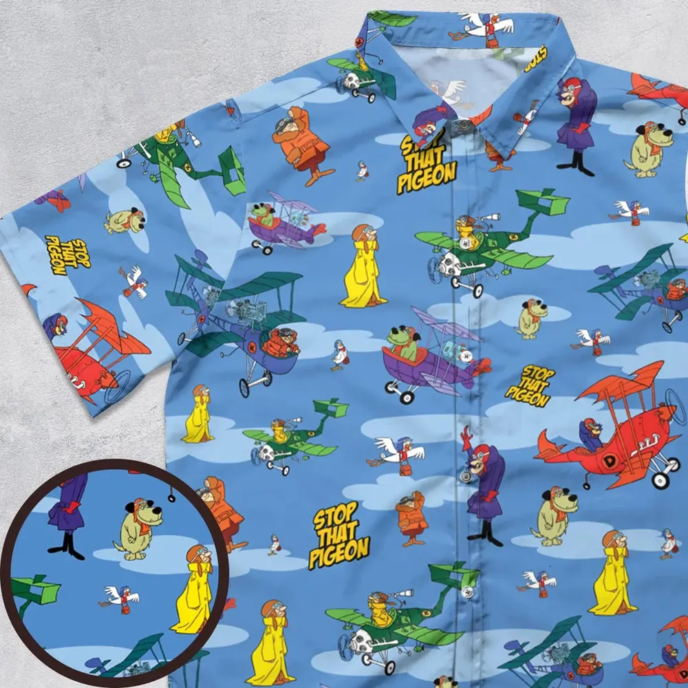 Stop That Pigeon Dastardly and Muttley in Their Flying Machines Button Down Shirt - 1