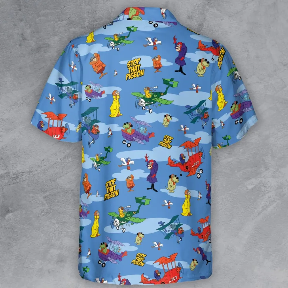Stop That Pigeon Dastardly and Muttley in Their Flying Machines Button Down Shirt - 3