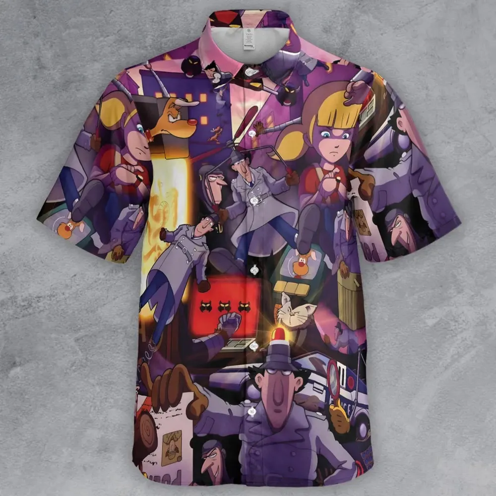 80s Cartoon Inspector Gadget Collage Button Down Shirt - 2