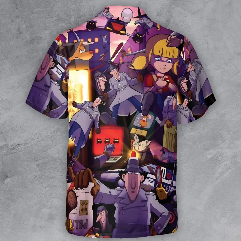 80s Cartoon Inspector Gadget Collage Button Down Shirt - 3