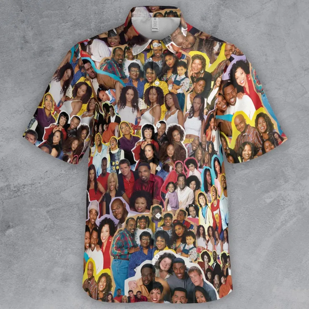Old Black Sitcom Shows Collage Button Down Shirt - 2
