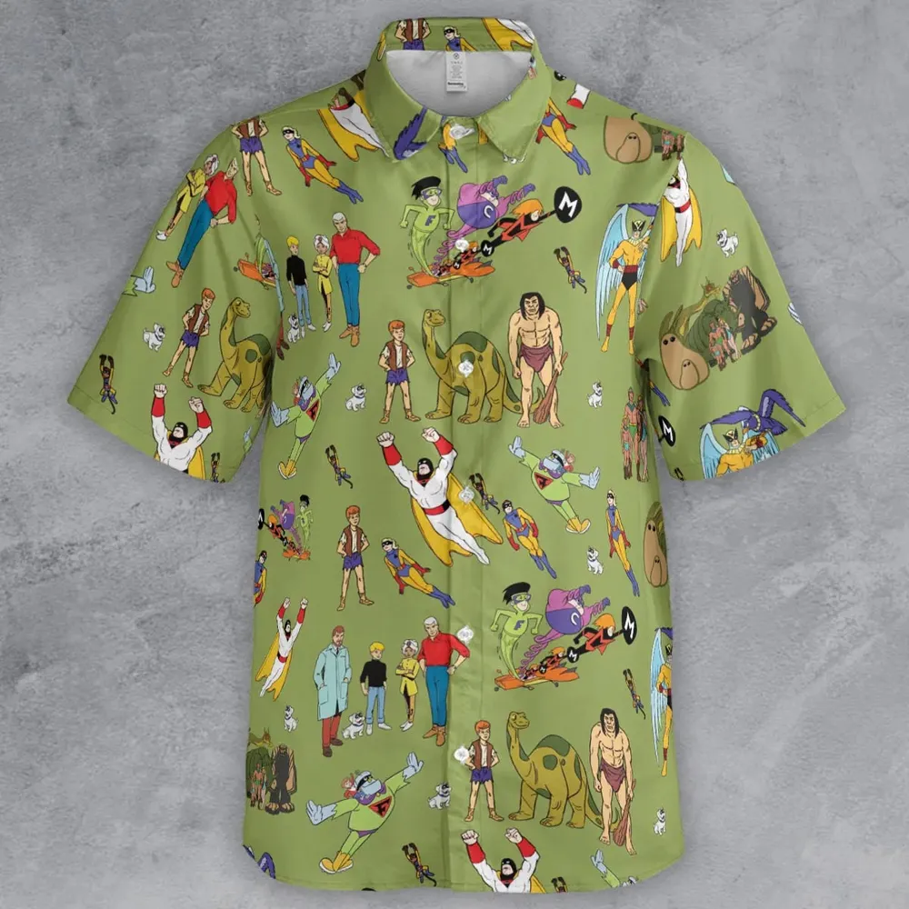 60s Vintage Characters Button Down Shirt - 2