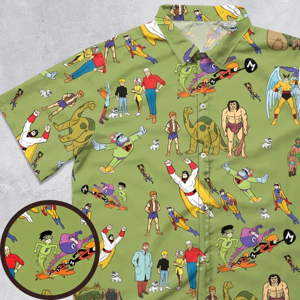 60s Vintage Characters Button Down Shirt - 1