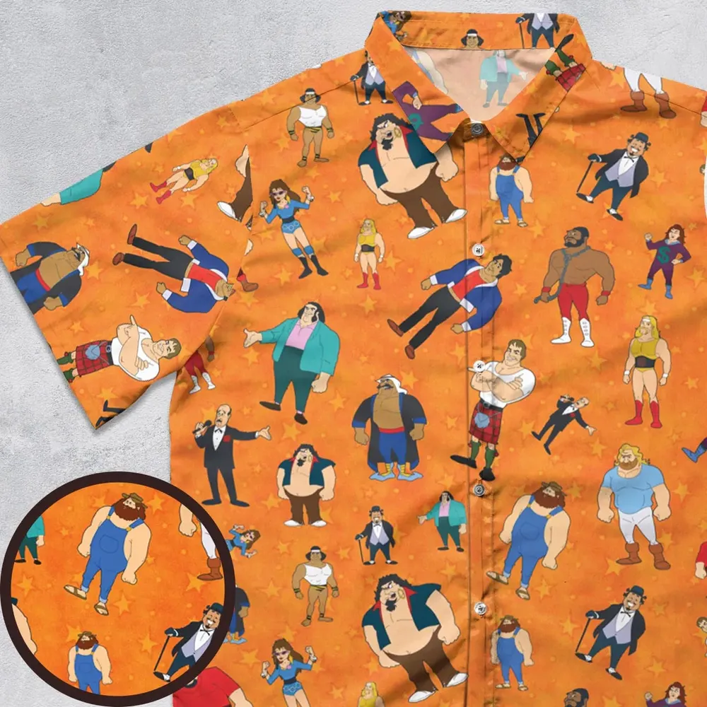 80s Hulk Rock 'n' Wrestling Characters Button Down Shirt - 1