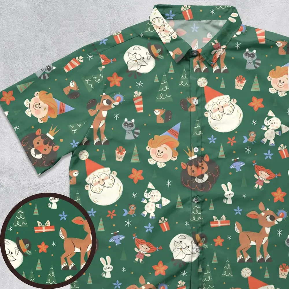 Rudolph The Red Nosed Reindeer Characters Button Down Shirt - 1