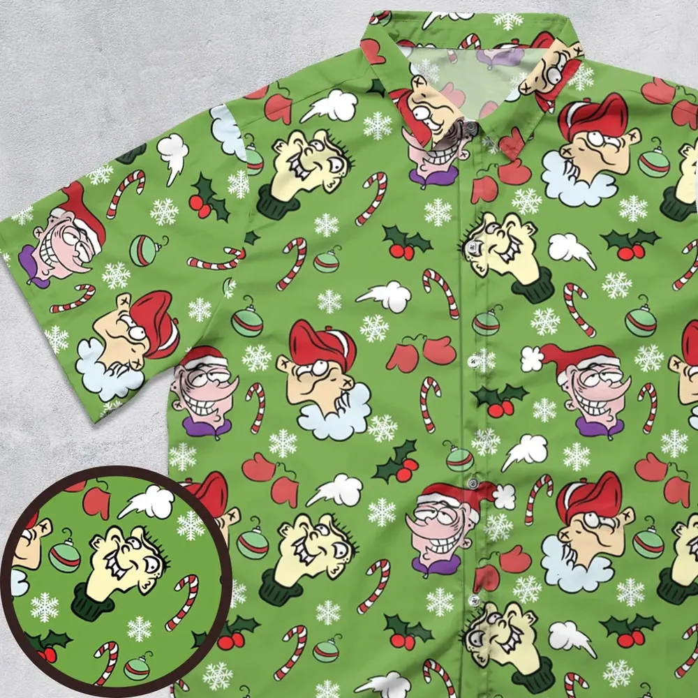 Holiday Mischief Ed Edd n Eddy Button Down Shirt - 1