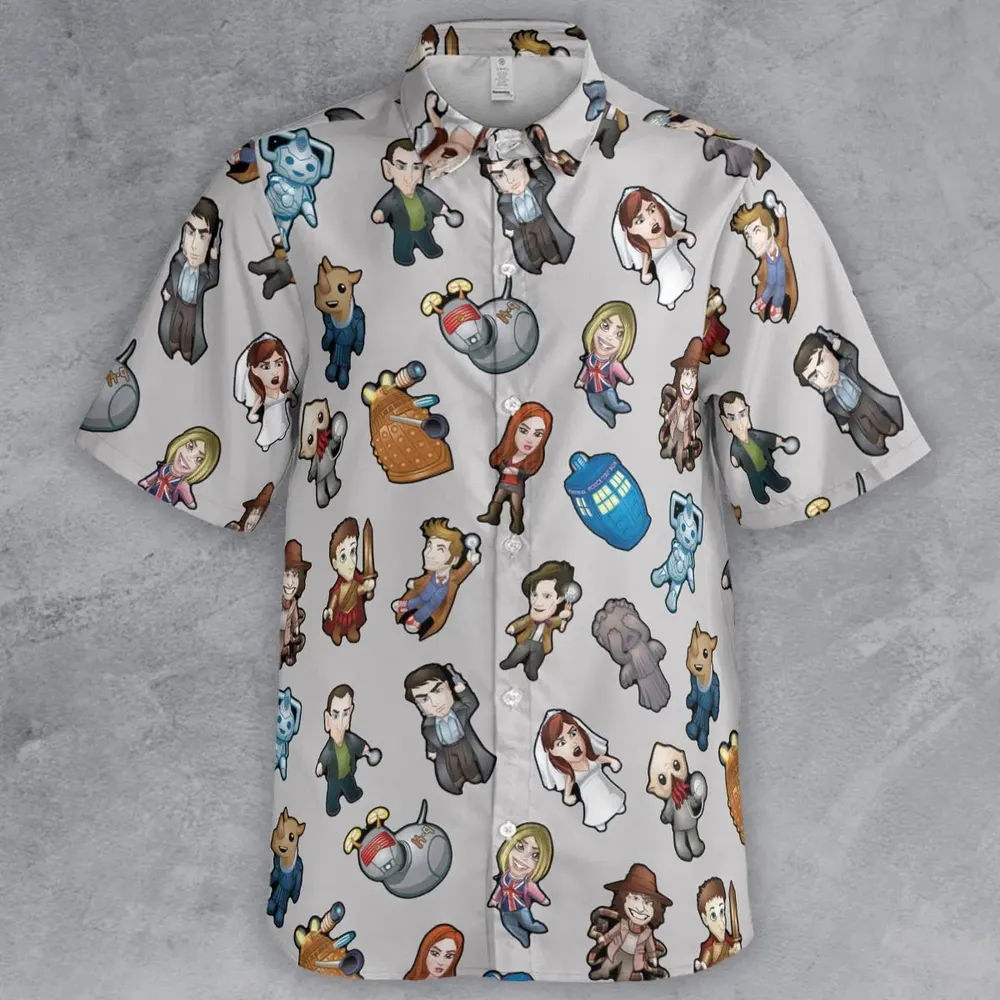 Cartoon Who Doctor Who Button Down Shirt - 2