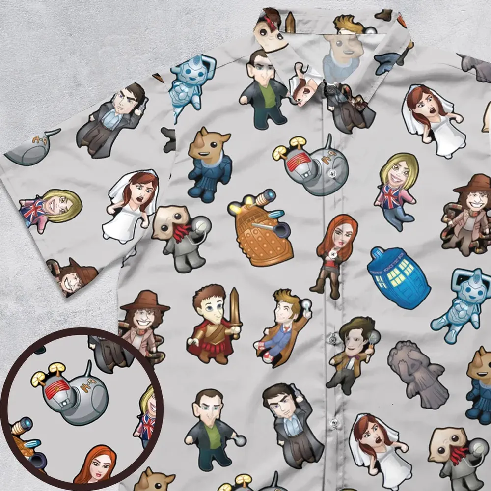 Cartoon Who Doctor Who Button Down Shirt - 1