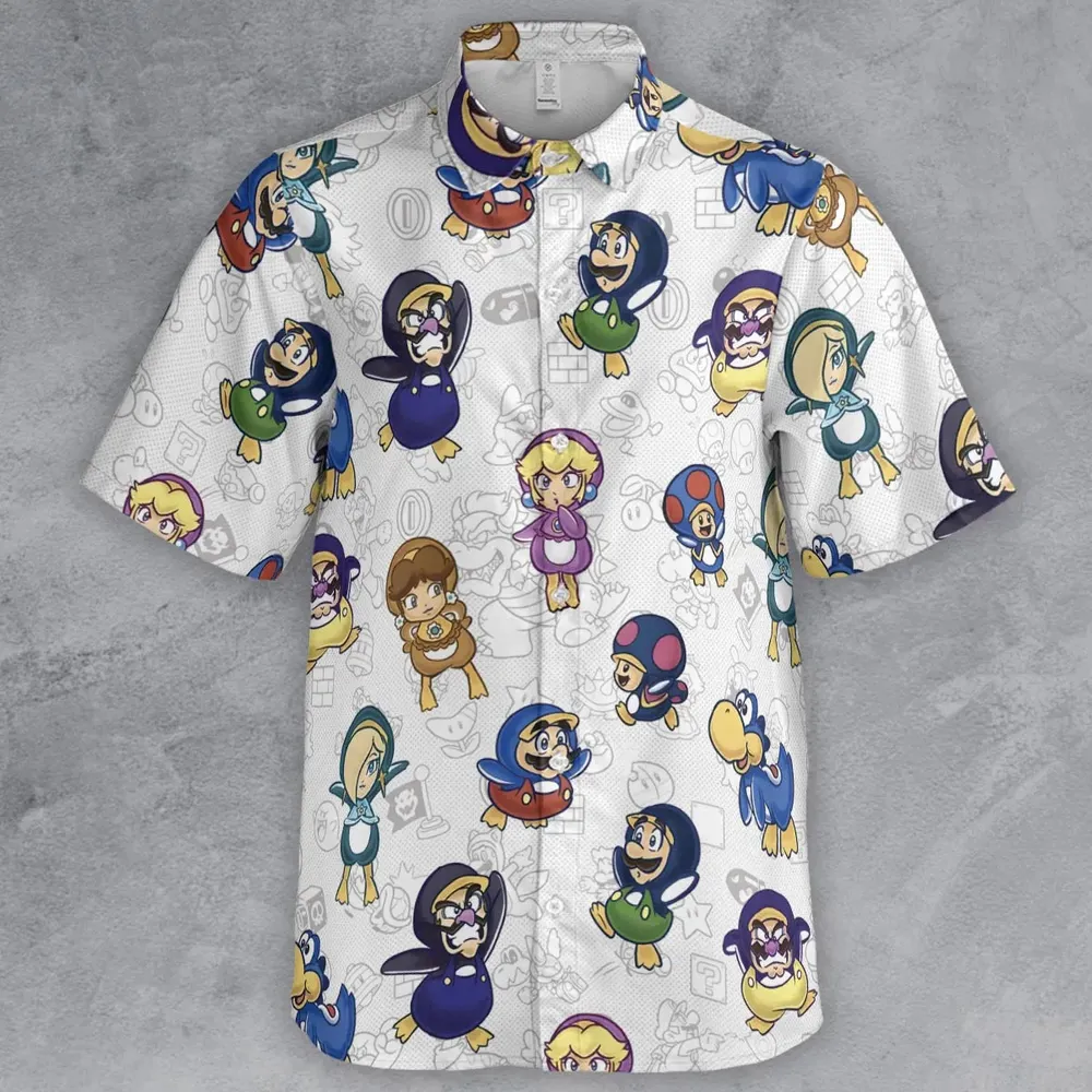 Penguin Party Super Mario Button Down Shirt - 2
