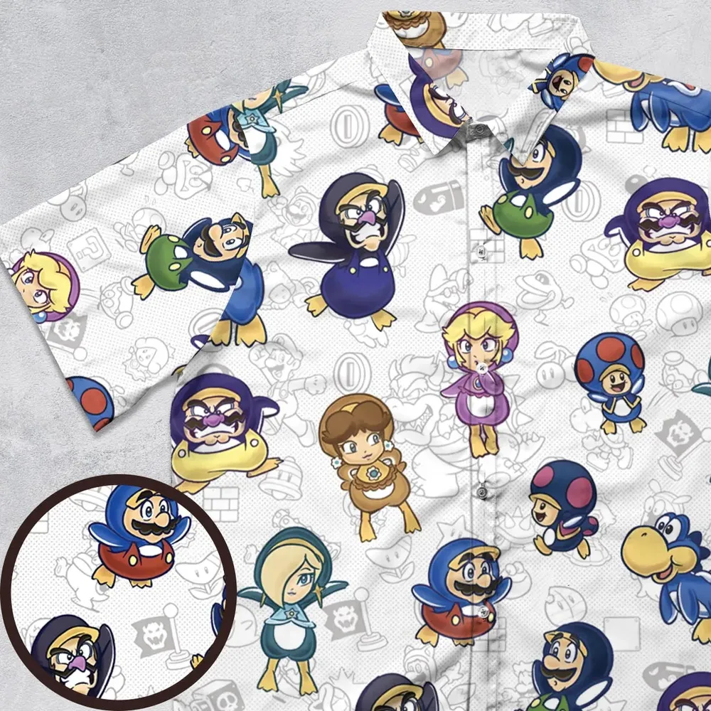 Penguin Party Super Mario Button Down Shirt - 1