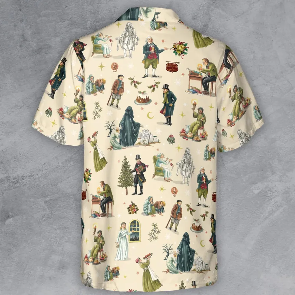 A Christmas Carol Characters Pattern Button Down Shirt - 3