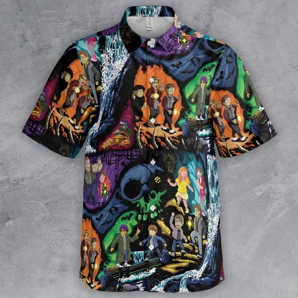 Goonies 80s Pixel Art Button Down Shirt - 2