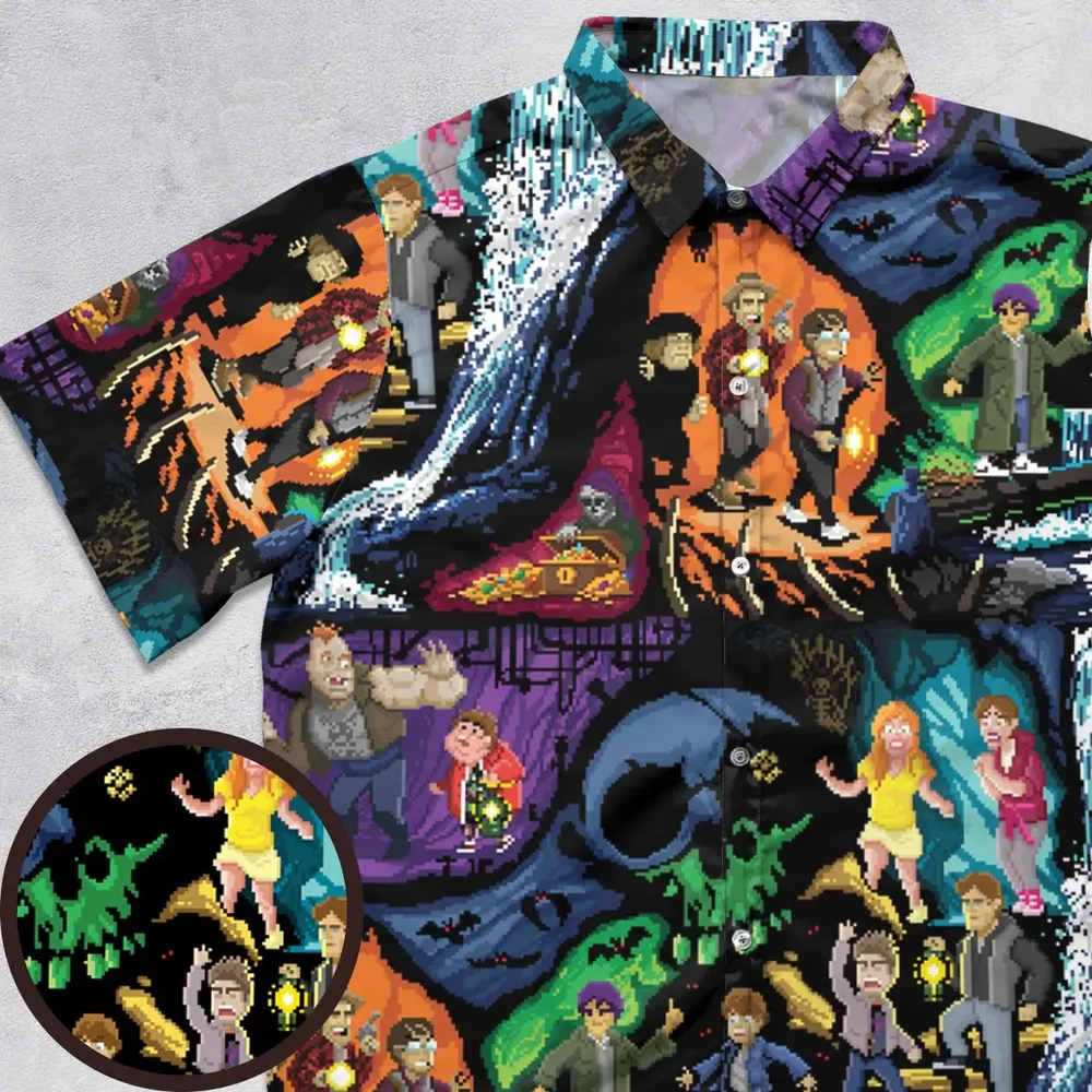 Goonies 80s Pixel Art Button Down Shirt - 1