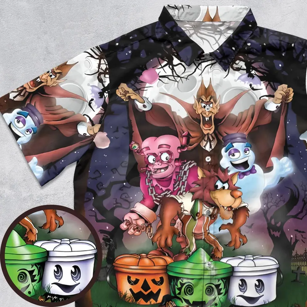 Halloween Food Mascot Themed Button Down Shirt - 1