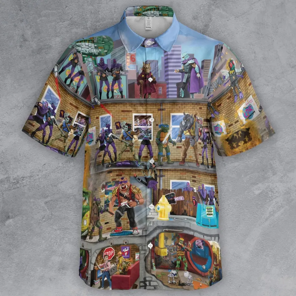 80’s Turtle Power Button Down Shirt - 2