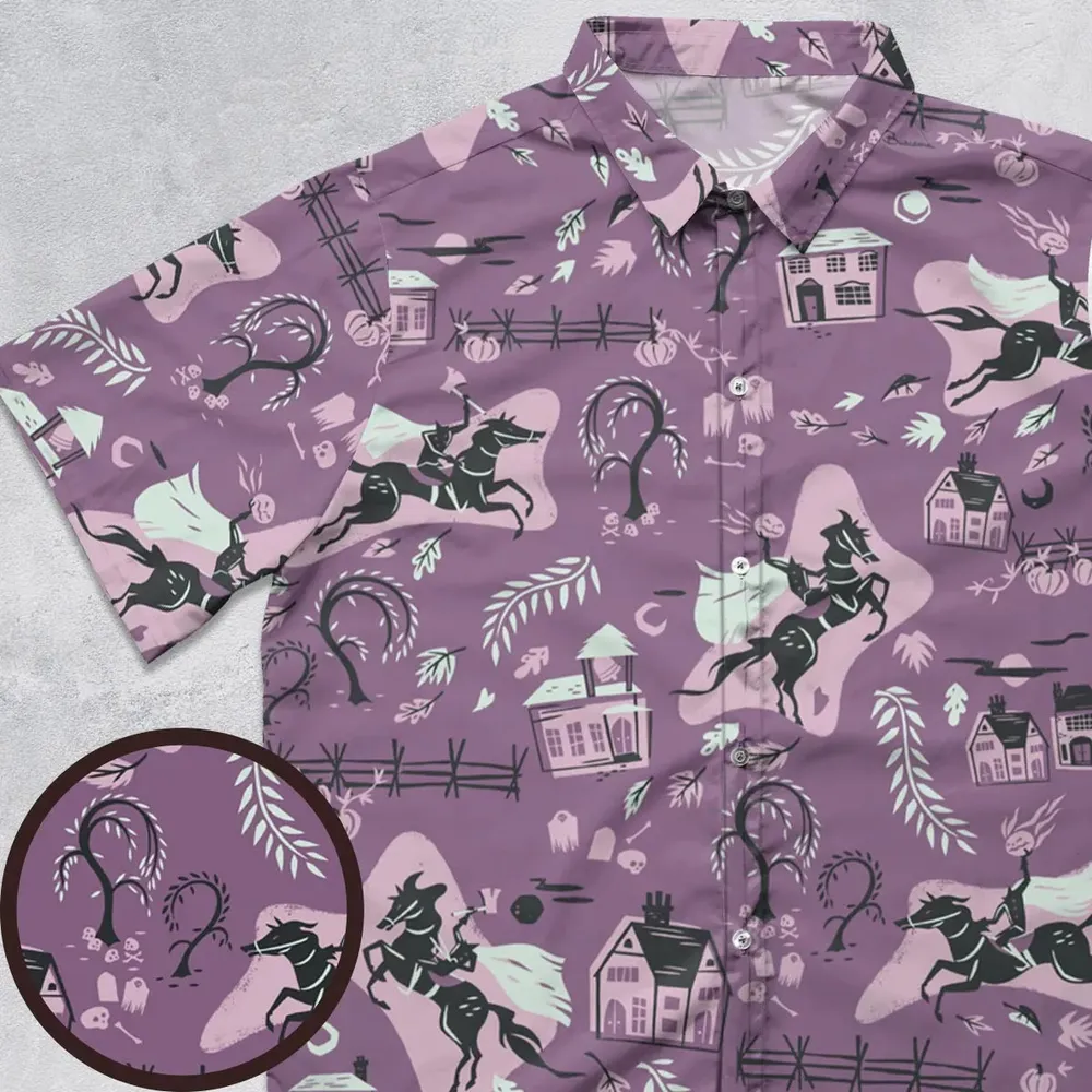 Purple Headless Horseman Sleepy Hollow Button Down Shirt - 1