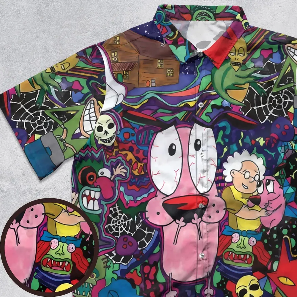 Horror Characters Cowardly Dog Button Down Shirt - 1