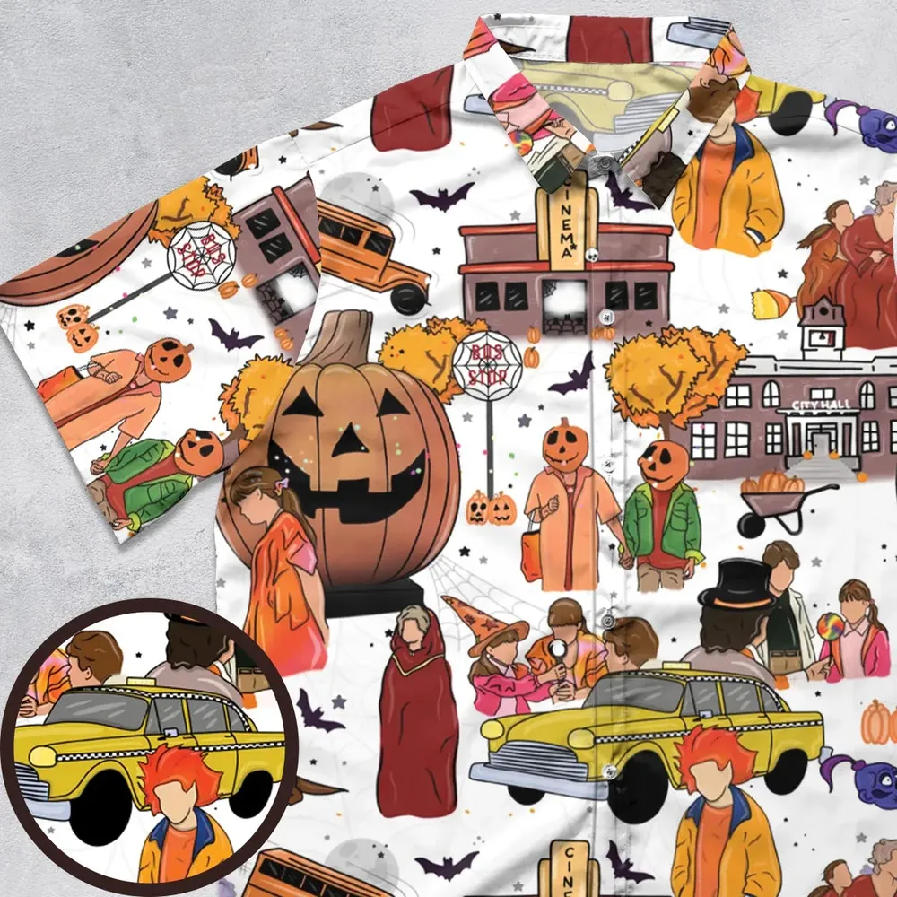 Fall Season Halloweentown Button Down Shirt - 1