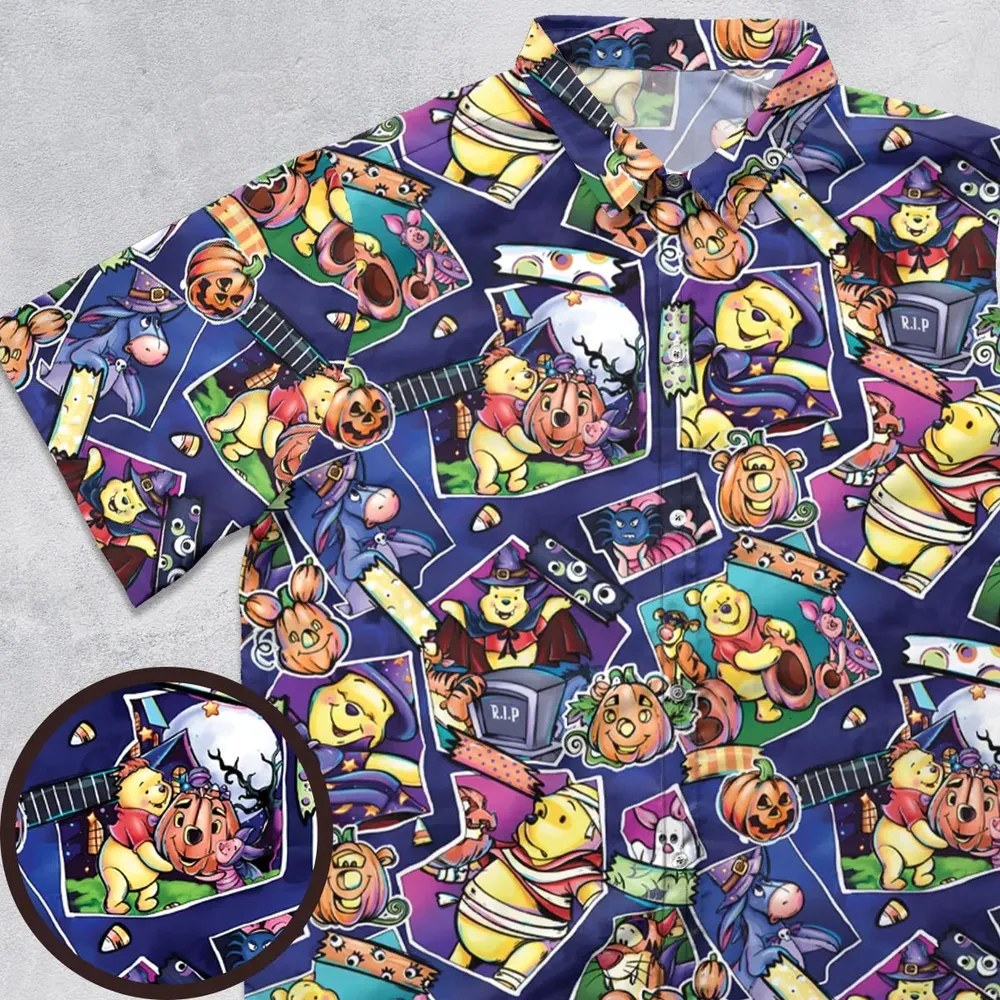 Pooh Bear Halloween Button Down Shirt - 1