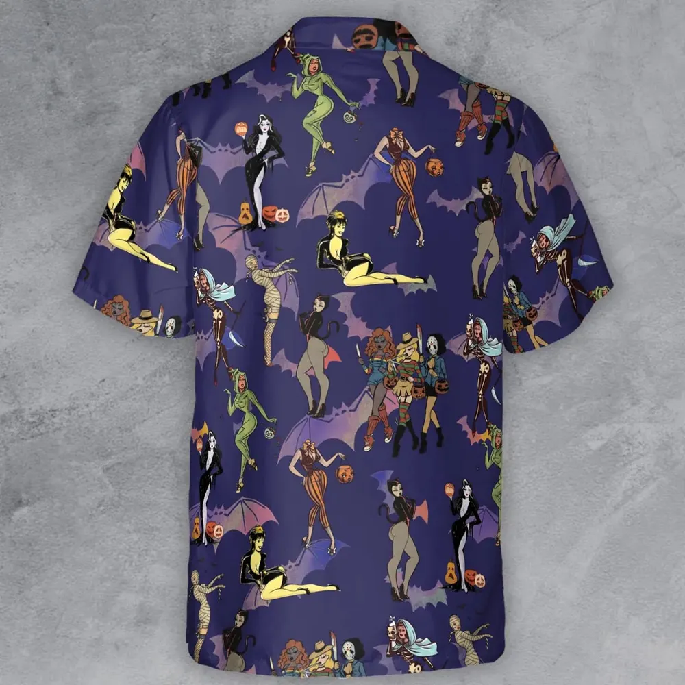 Horror Pin Up Girls Button Down Shirt - 3